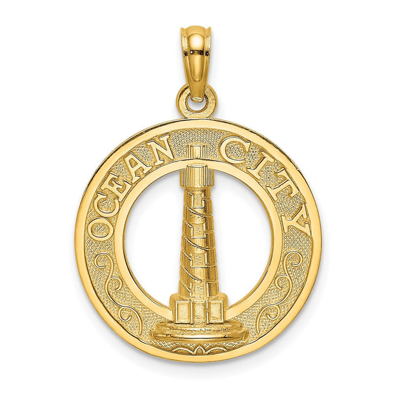 14K Gelbgold Charm "OCEAN CITY" mit Leuchtturm