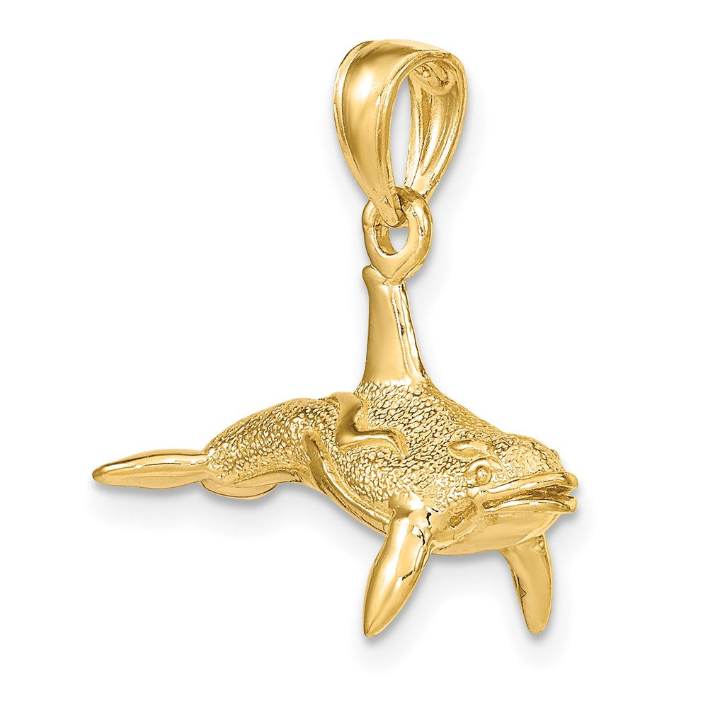 14K Gelbgold 3-D Orca-Charm mit Struktur
