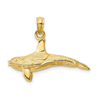 14K Gelbgold 3-D Orca-Charm mit Struktur