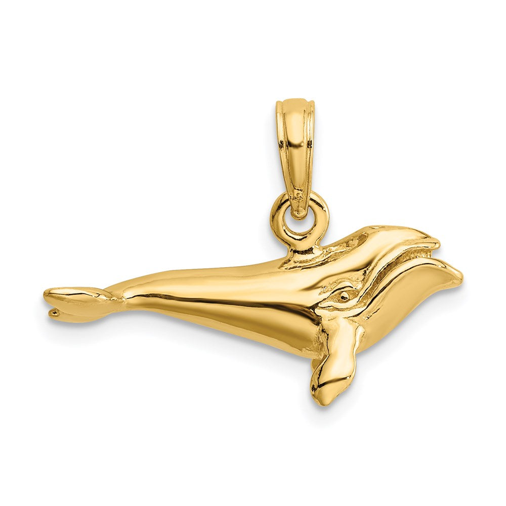 14K Gelbgold 3-D Polierter Grönlandwal-Charm