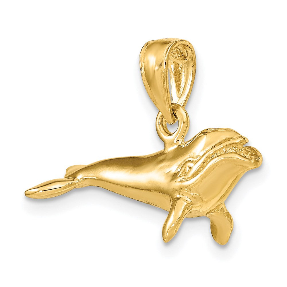 14K Gelbgold 3-D Polierter Grönlandwal-Charm