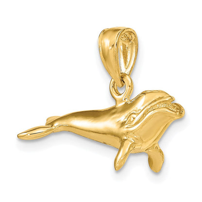 14K Gelbgold 3-D Polierter Grönlandwal-Charm