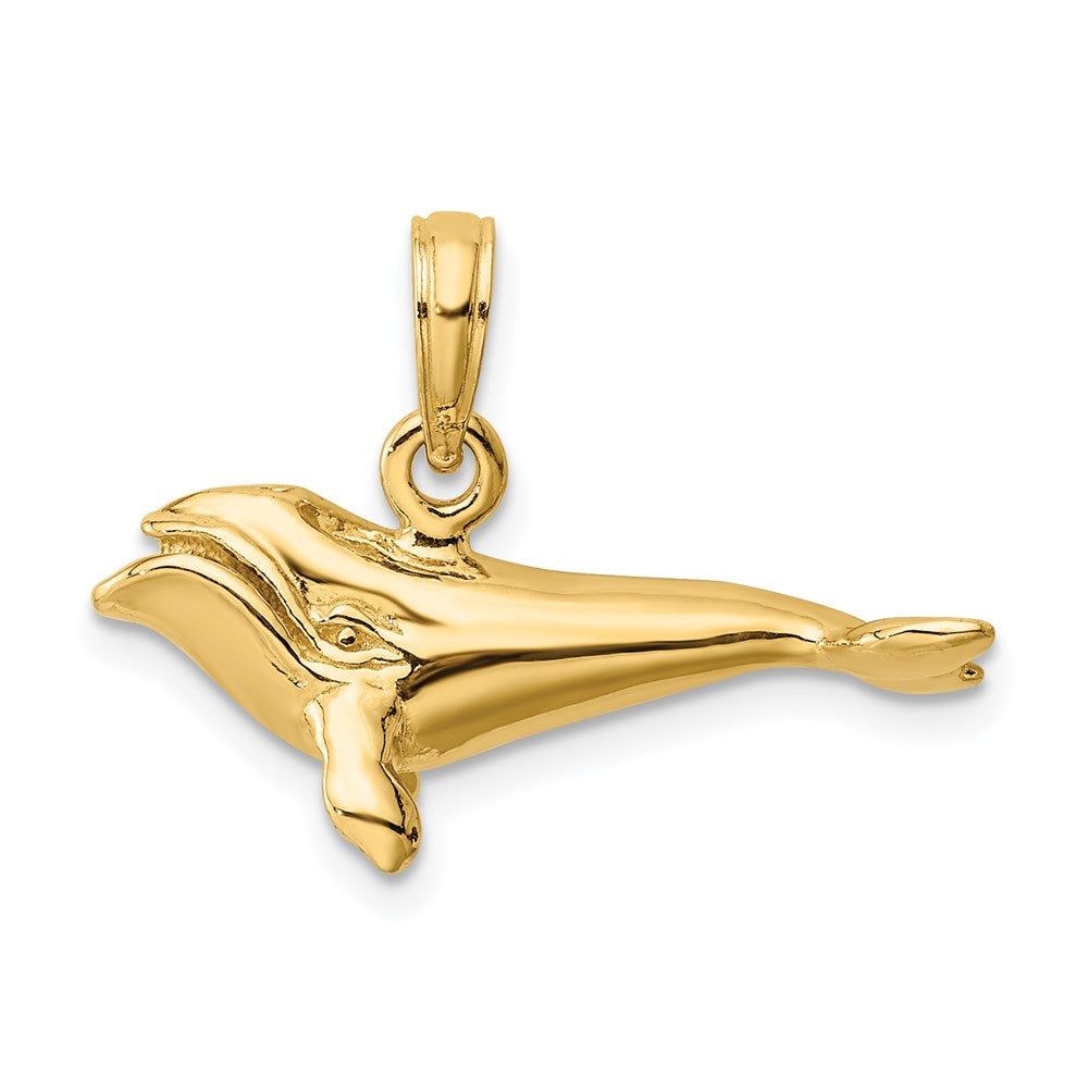 14K Gelbgold 3-D Polierter Grönlandwal-Charm