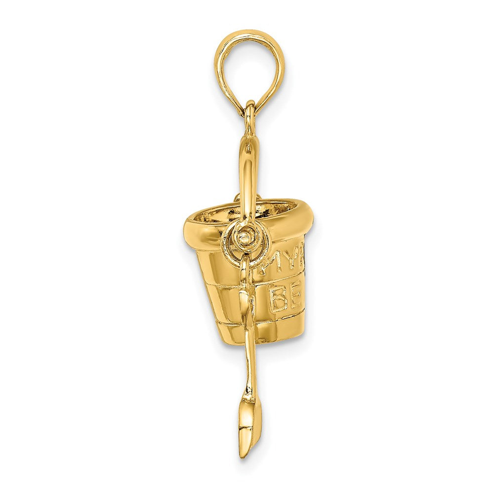 14K Gelbgold 3D "MYRTLE BEACH" Eimer-und-Schaufel-Charm