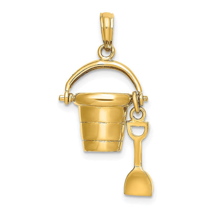 14K Gelbgold 3D "MYRTLE BEACH" Eimer-und-Schaufel-Charm