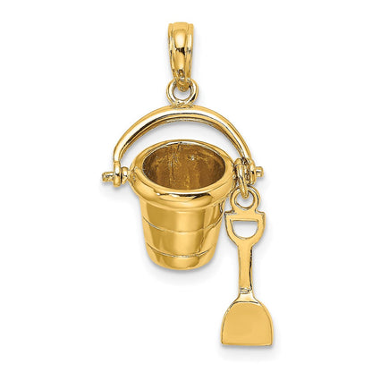 14K Gelbgold 3D "MYRTLE BEACH" Eimer-und-Schaufel-Charm