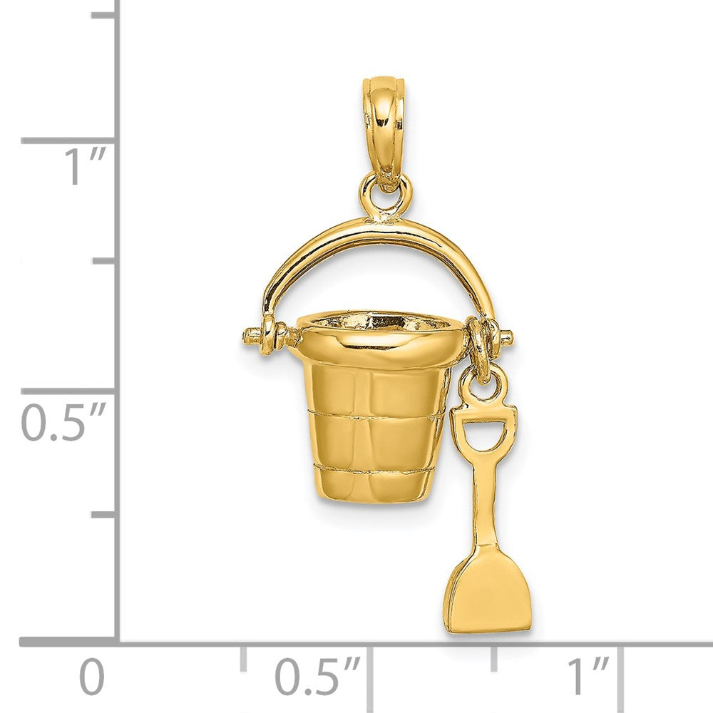 14K Gelbgold 3D "MYRTLE BEACH" Eimer-und-Schaufel-Charm
