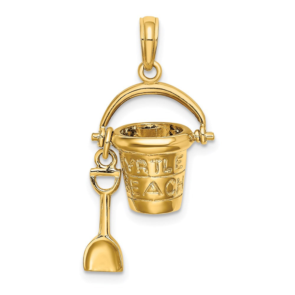 14K Gelbgold 3D "MYRTLE BEACH" Eimer-und-Schaufel-Charm