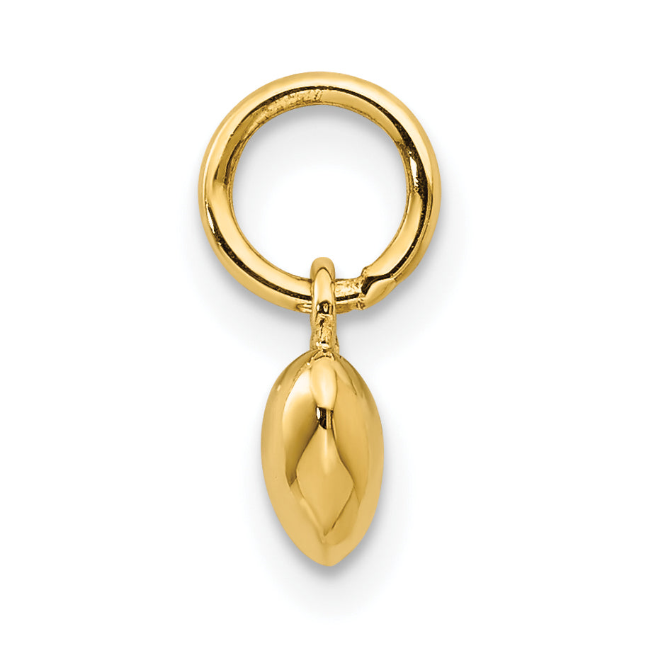14K Gelbgold Poliert 3-d Gewölbt Herz Charm