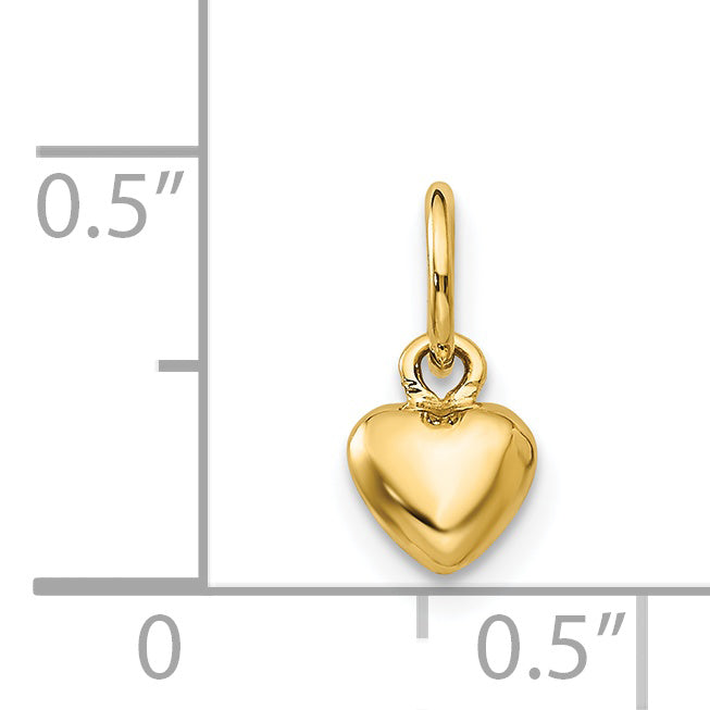 14K Gelbgold Poliert 3-d Gewölbt Herz Charm