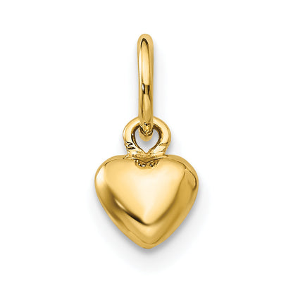 14K Gelbgold Poliert 3-d Gewölbt Herz Charm