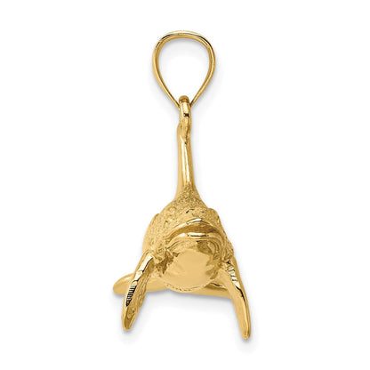 14K Gelbgold 3D-strukturierter Schwertwal-Charm