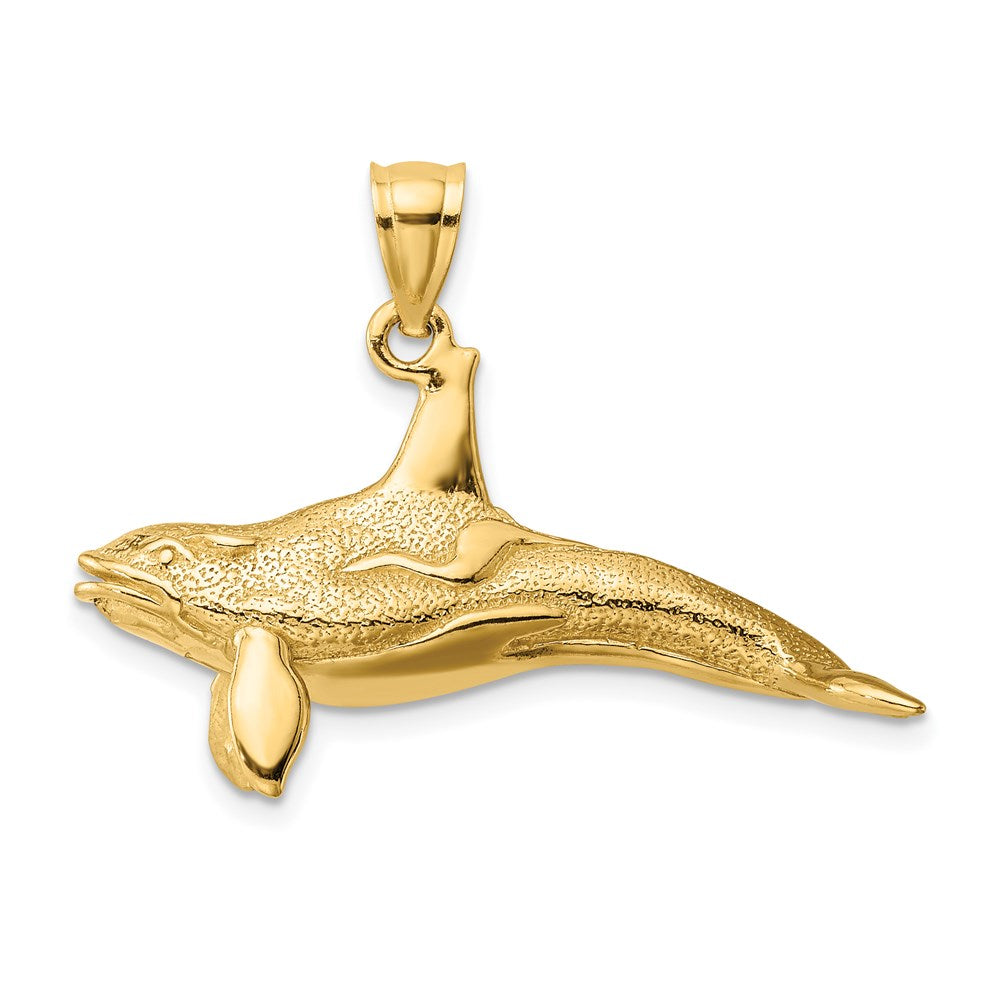 14K Gelbgold 3D-strukturierter Schwertwal-Charm
