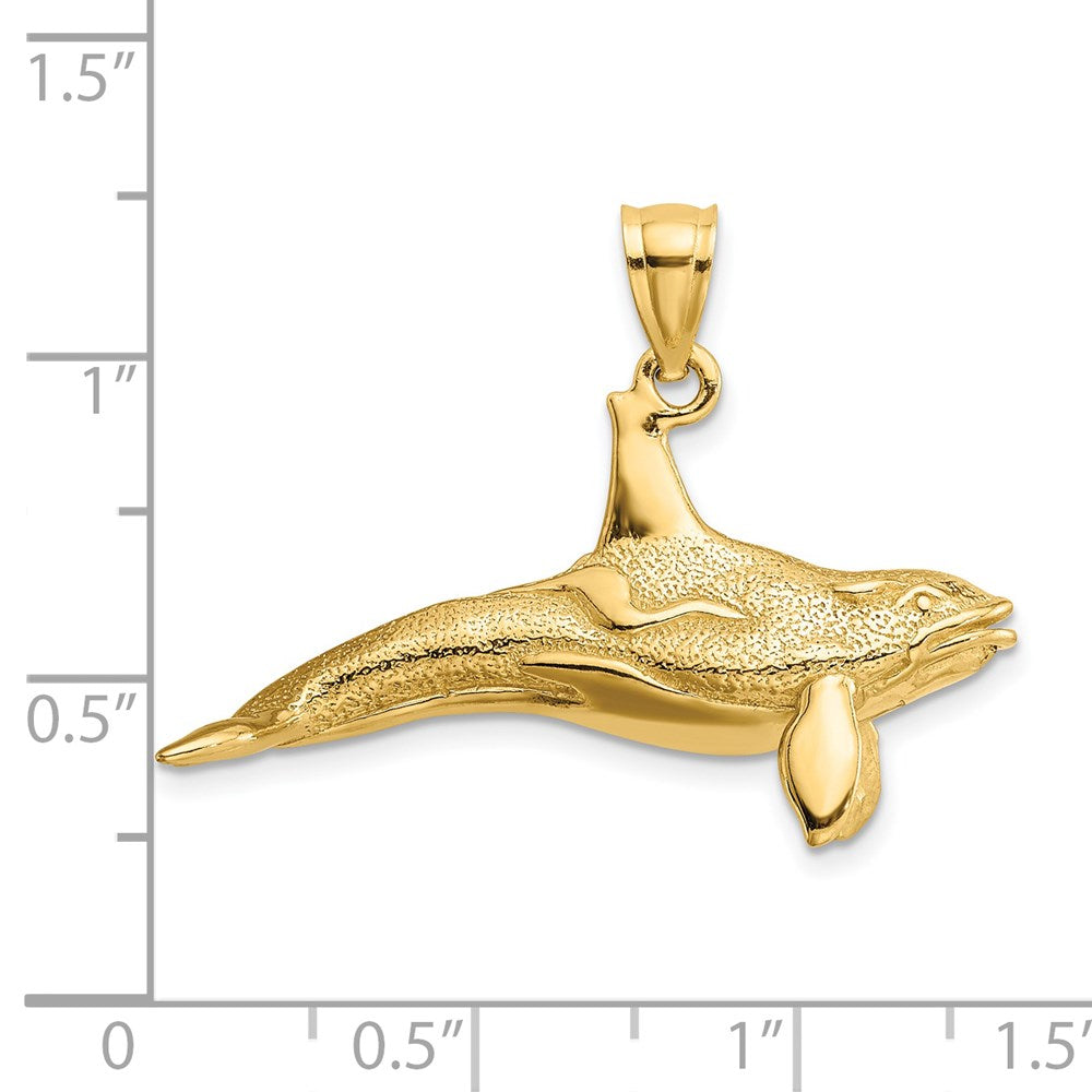 14K Gelbgold 3D-strukturierter Schwertwal-Charm
