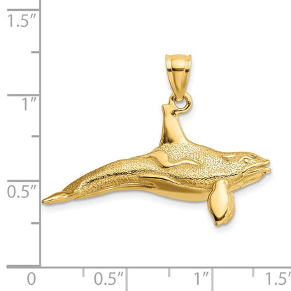 14K Gelbgold 3D-strukturierter Schwertwal-Charm