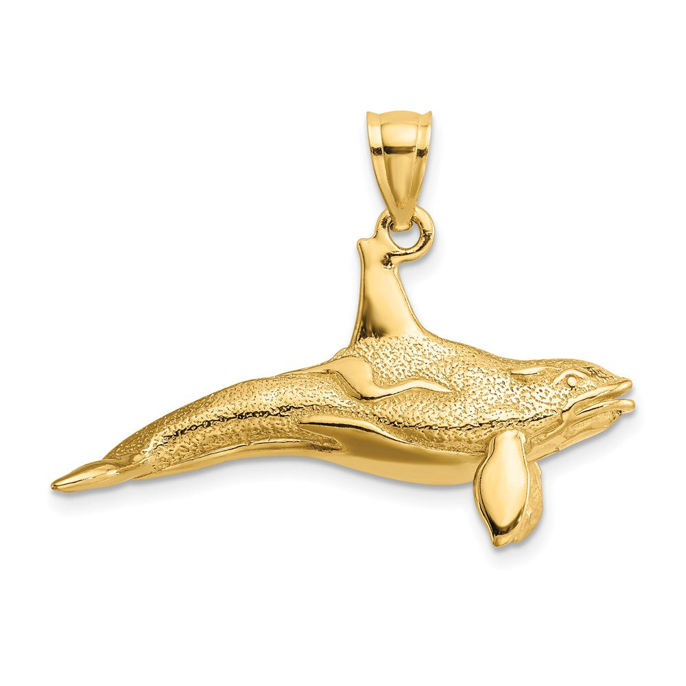 14K Gelbgold 3D-strukturierter Schwertwal-Charm