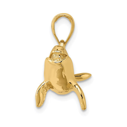 14K Gelbgold 3-D Hochglanzpolierter Bowhead-Wal-Charm
