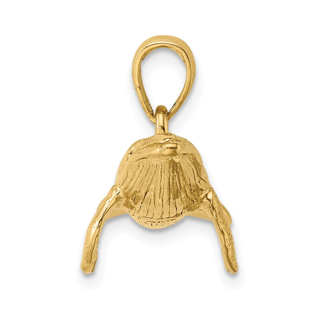 14K Gelbgold Buckelwal-Charm mit 3D-Textur auf der Unterseite