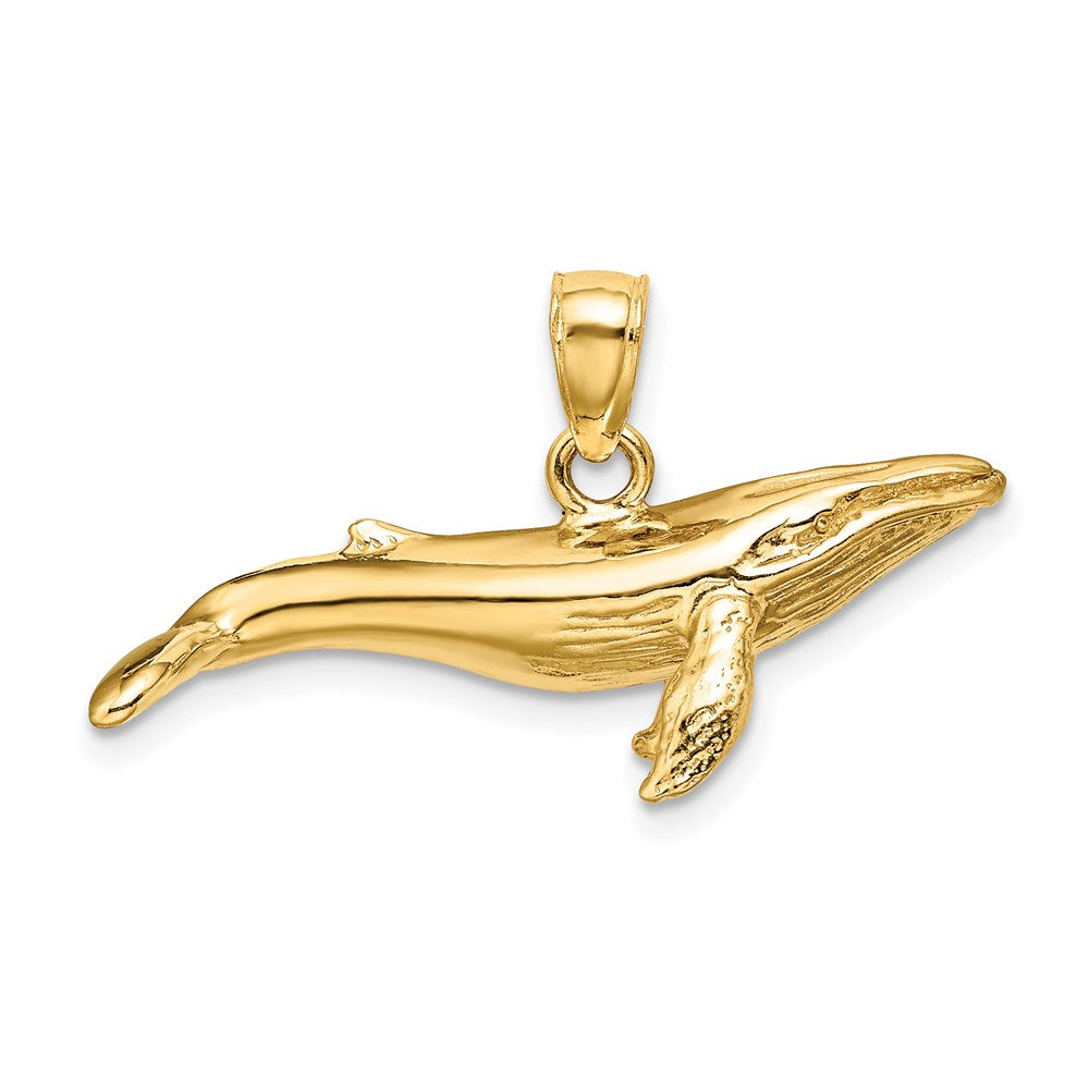 14K Gelbgold Buckelwal-Charm mit 3D-Textur auf der Unterseite