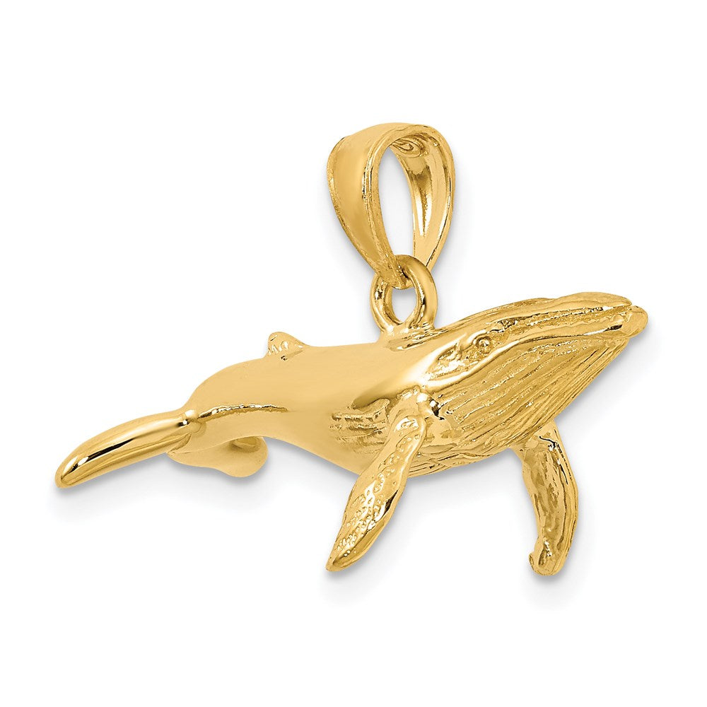 14K Gelbgold Buckelwal-Charm mit 3D-Textur auf der Unterseite