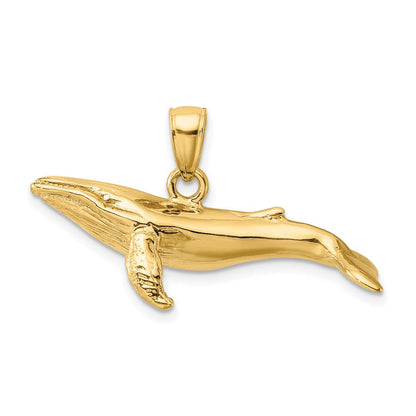 14K Gelbgold Buckelwal-Charm mit 3D-Textur auf der Unterseite