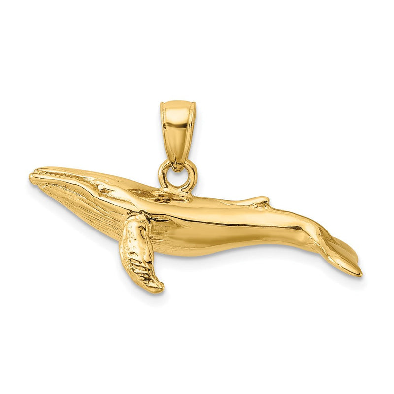 14K Gelbgold Buckelwal-Charm mit 3D-Textur auf der Unterseite
