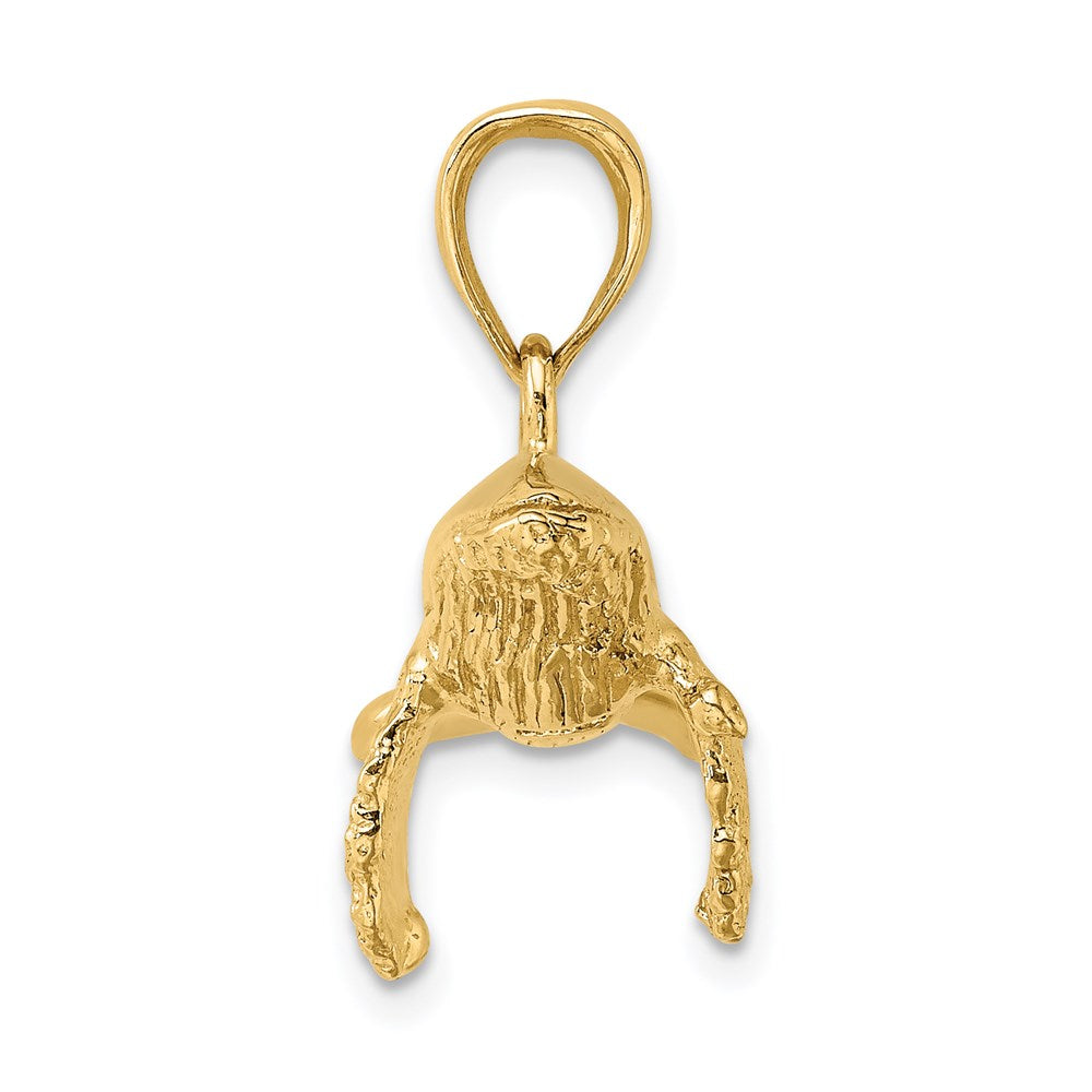 14K Gelbgold Charm Buckelwal mit strukturierter Unterseite, 3D