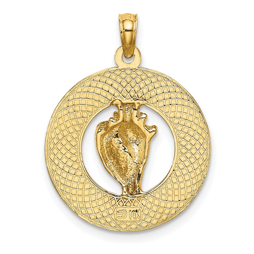 14K Gelbgold SANIBEL Charm mit Muschelschale in Kreisform