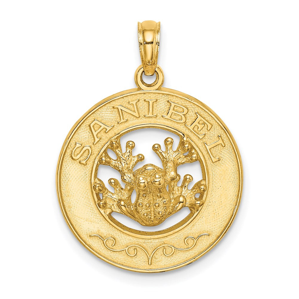 14K Gelbgold SANIBEL Charm mit Frosch-Kreis-Motiv