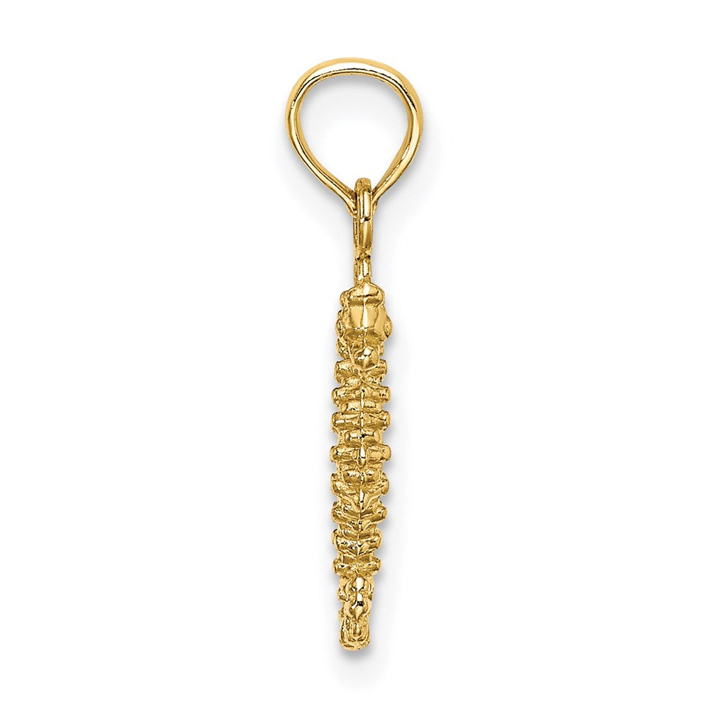 14K Gelbgold 3-d Mini Seepferdchen Charm