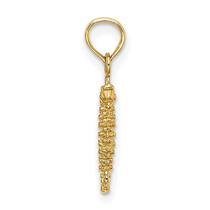 14K Gelbgold 3-d Mini Seepferdchen Charm