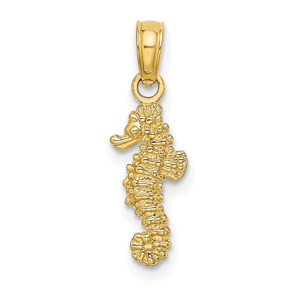 14K Gelbgold 3-d Mini Seepferdchen Charm