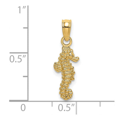 14K Gelbgold 3-d Mini Seepferdchen Charm