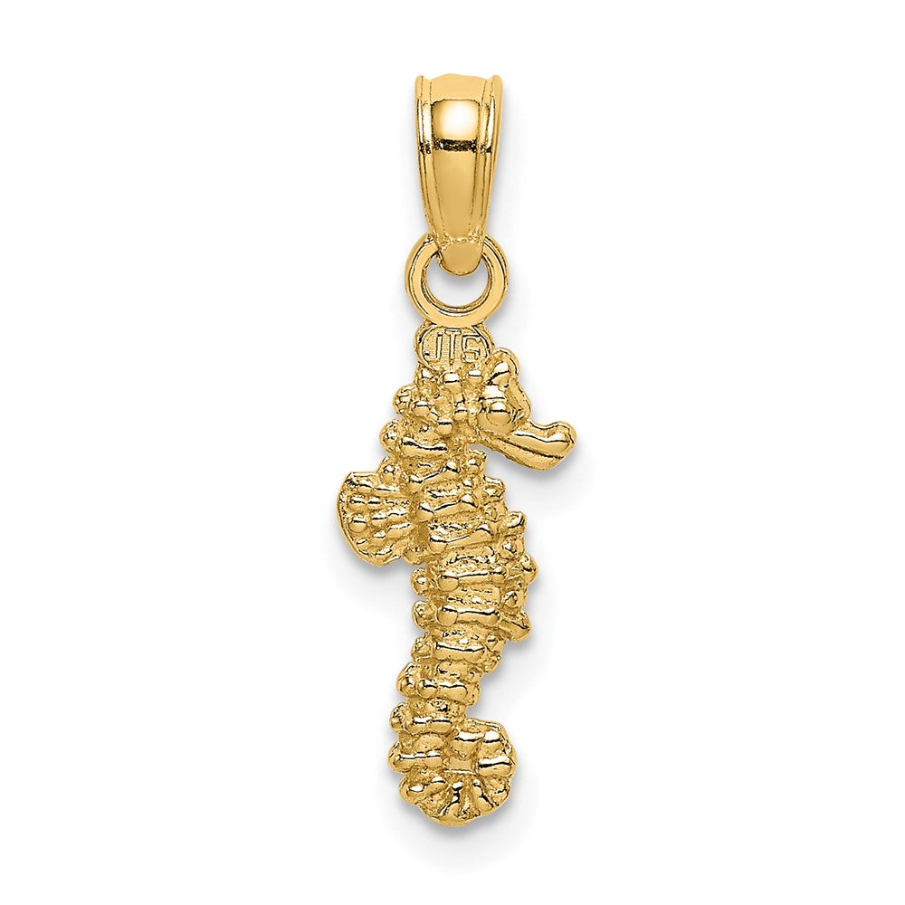14K Gelbgold 3-d Mini Seepferdchen Charm