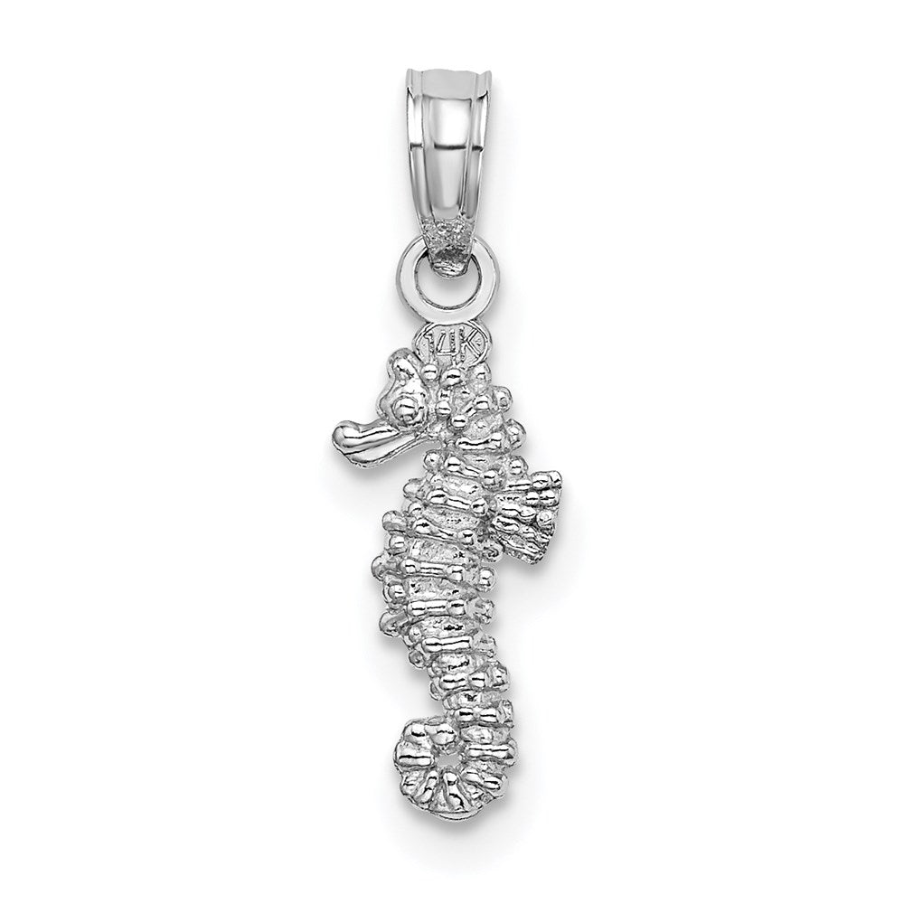 14K Weißgold 3-d Mini Seepferdchen Charm