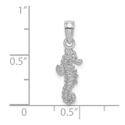 14K Weißgold 3-d Mini Seepferdchen Charm