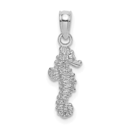 14K Weißgold 3-d Mini Seepferdchen Charm