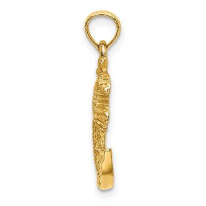 14K Gelbgold 2-D Palmen-auf-Insel-Charm