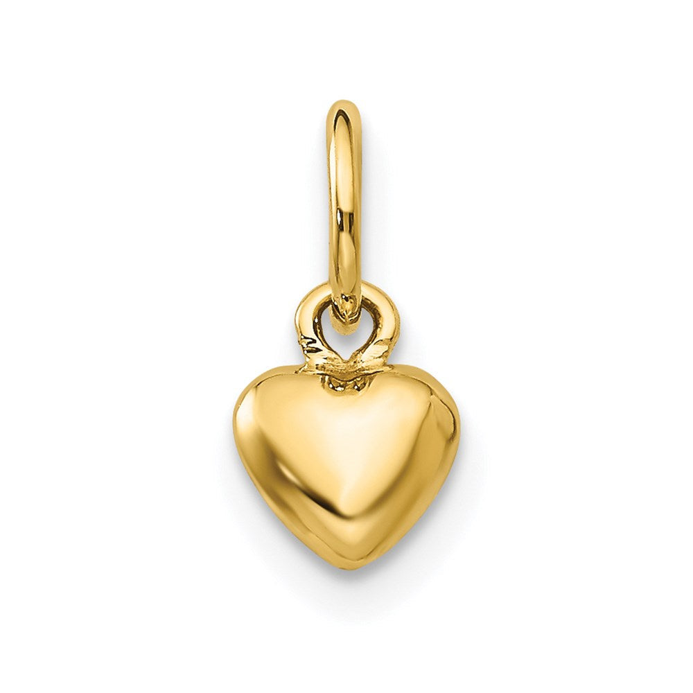 14K Gelbgold Poliert 3-d Gewölbt Herz Charm