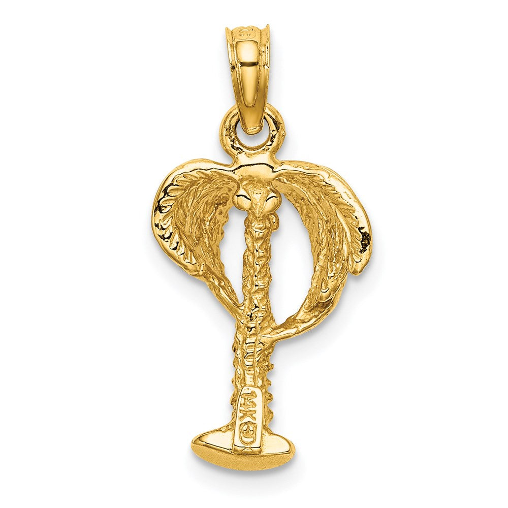 14K Gelbgold 2-D-Palme mit Kokosnüssen-Charm