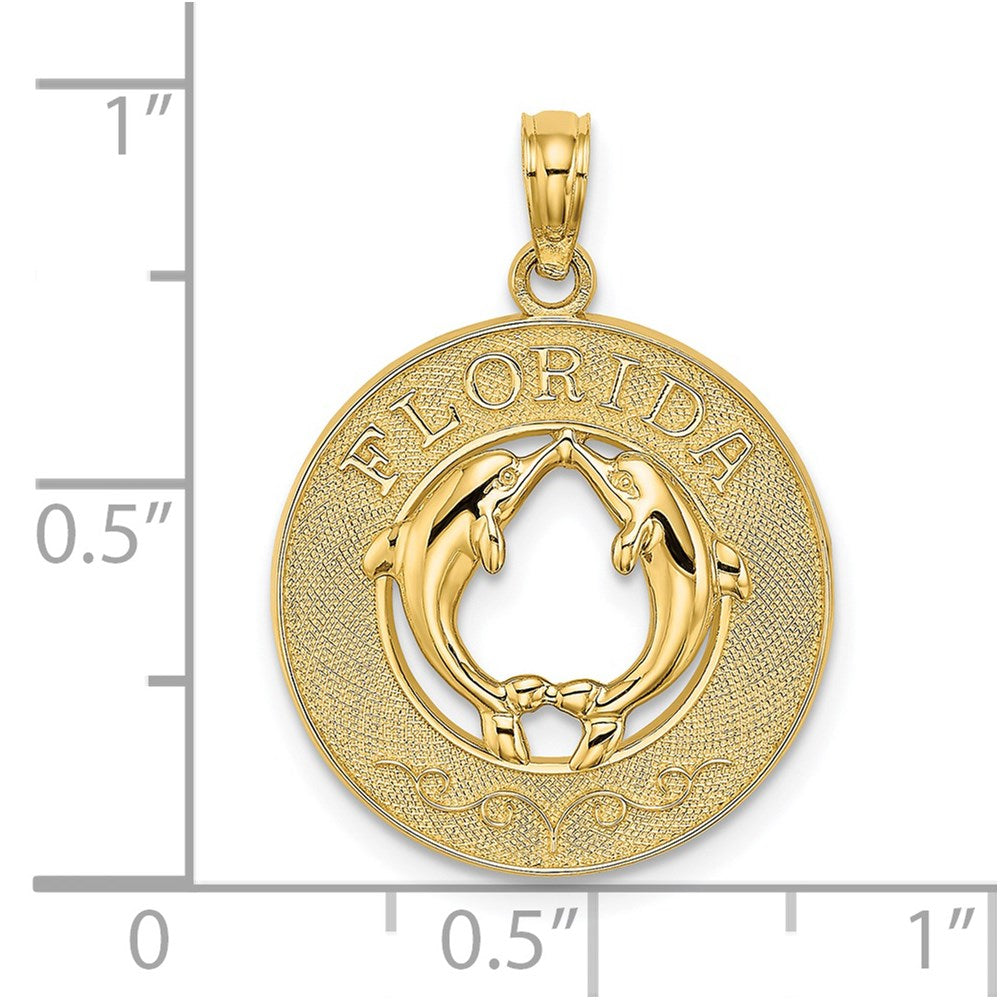 14K Gelbgold FLORIDA mit Delfinen Kreis-Charm
