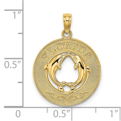 14K Gelbgold FLORIDA mit Delfinen Kreis-Charm