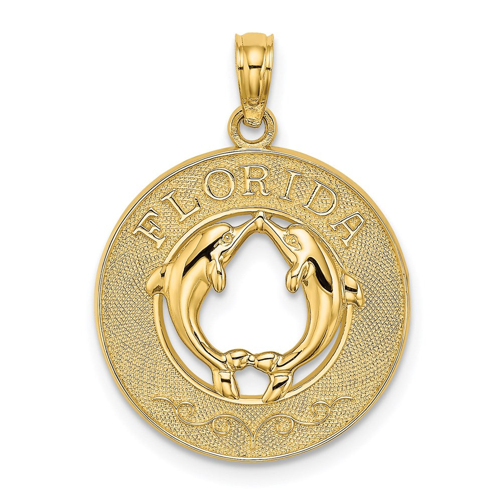 14K Gelbgold FLORIDA mit Delfinen Kreis-Charm