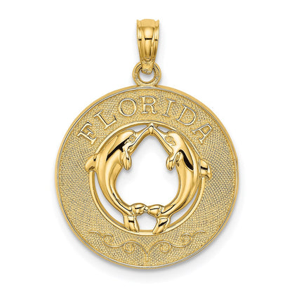 14K Gelbgold FLORIDA mit Delfinen Kreis-Charm