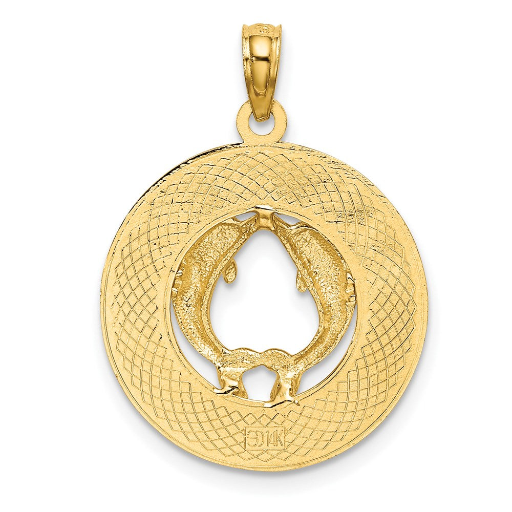 14K Gelbgold SAN DIEGO Charm mit Delfinen im Kreis