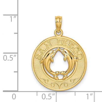 14K Gelbgold SAN DIEGO Charm mit Delfinen im Kreis
