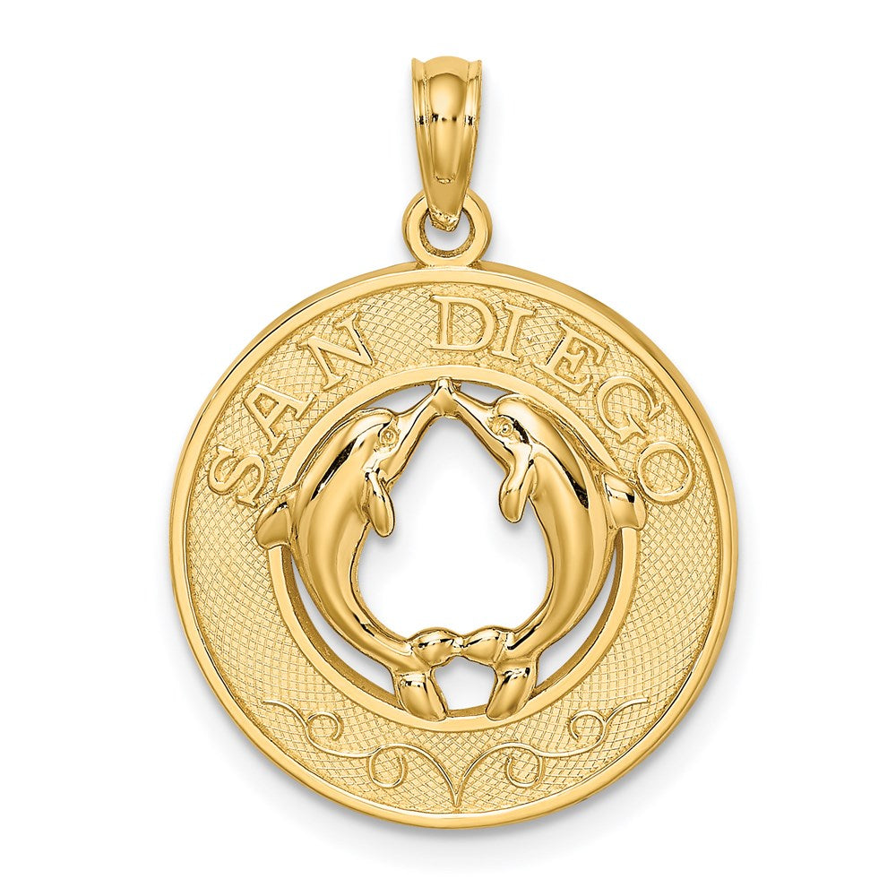 14K Gelbgold SAN DIEGO Charm mit Delfinen im Kreis
