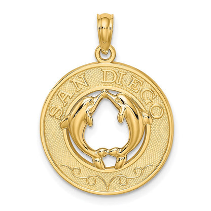 14K Gelbgold SAN DIEGO Charm mit Delfinen im Kreis