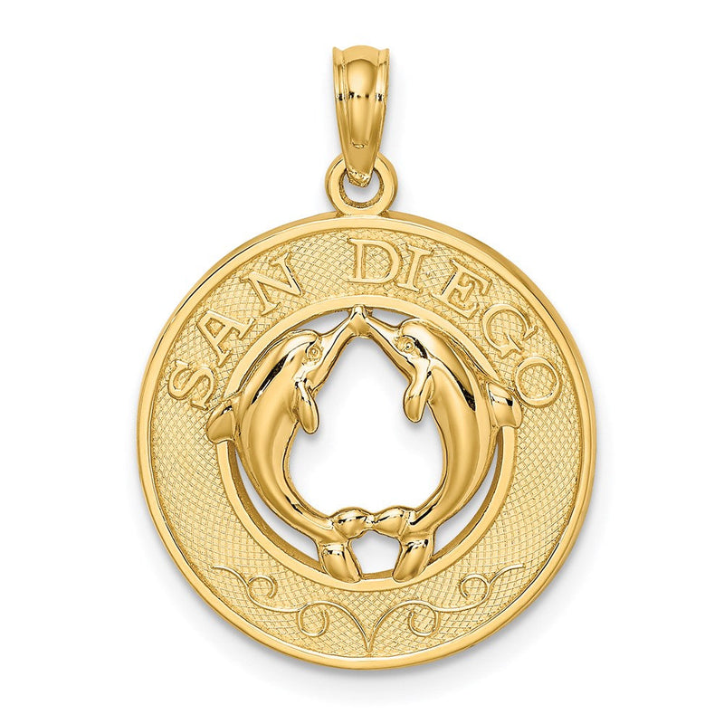 14K Gelbgold SAN DIEGO Charm mit Delfinen im Kreis