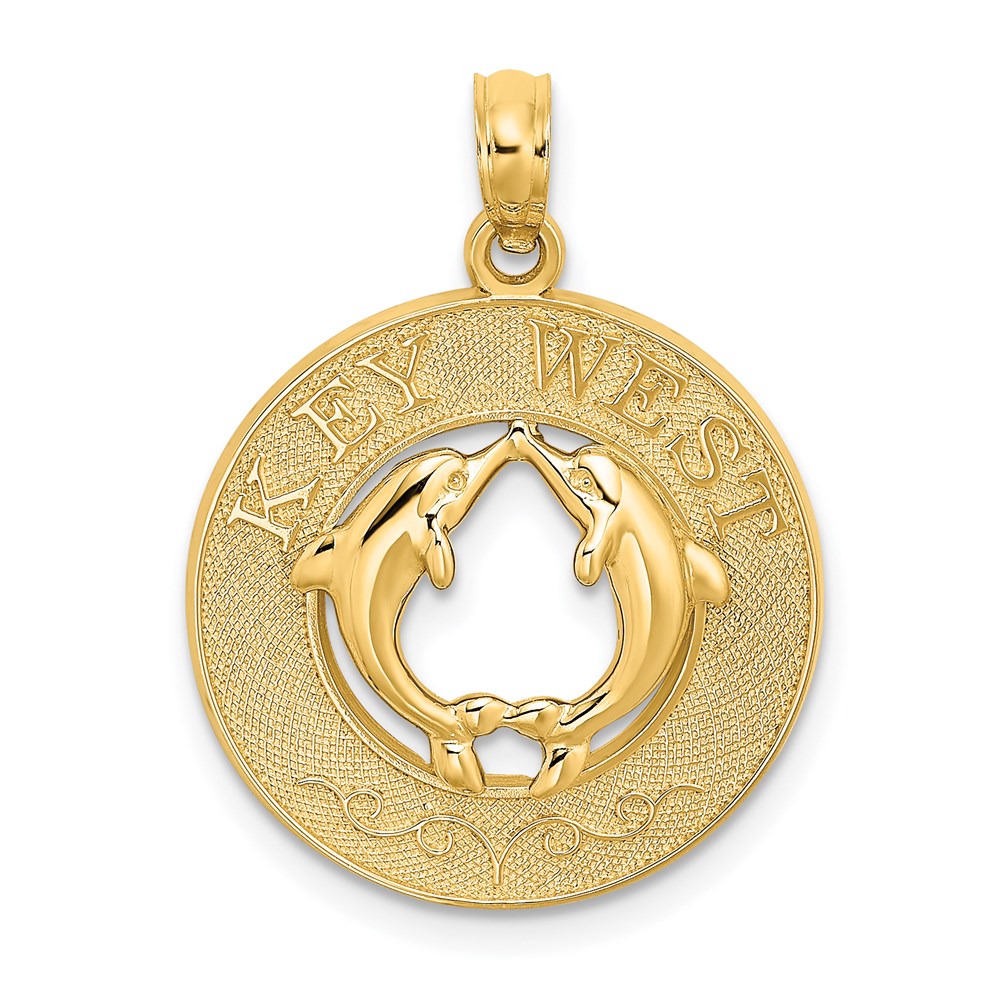 14K Gelbgold KEY WEST Kreis-Charm mit Delfinen